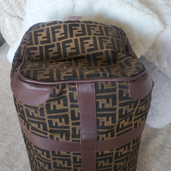 Fendi Zucca FF Canvas Leather Boston 45 Travel Bag. - Picture 7 of 16